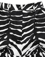Dolce & Gabbana Black White Zebra Print Cotton High Waist Shorts