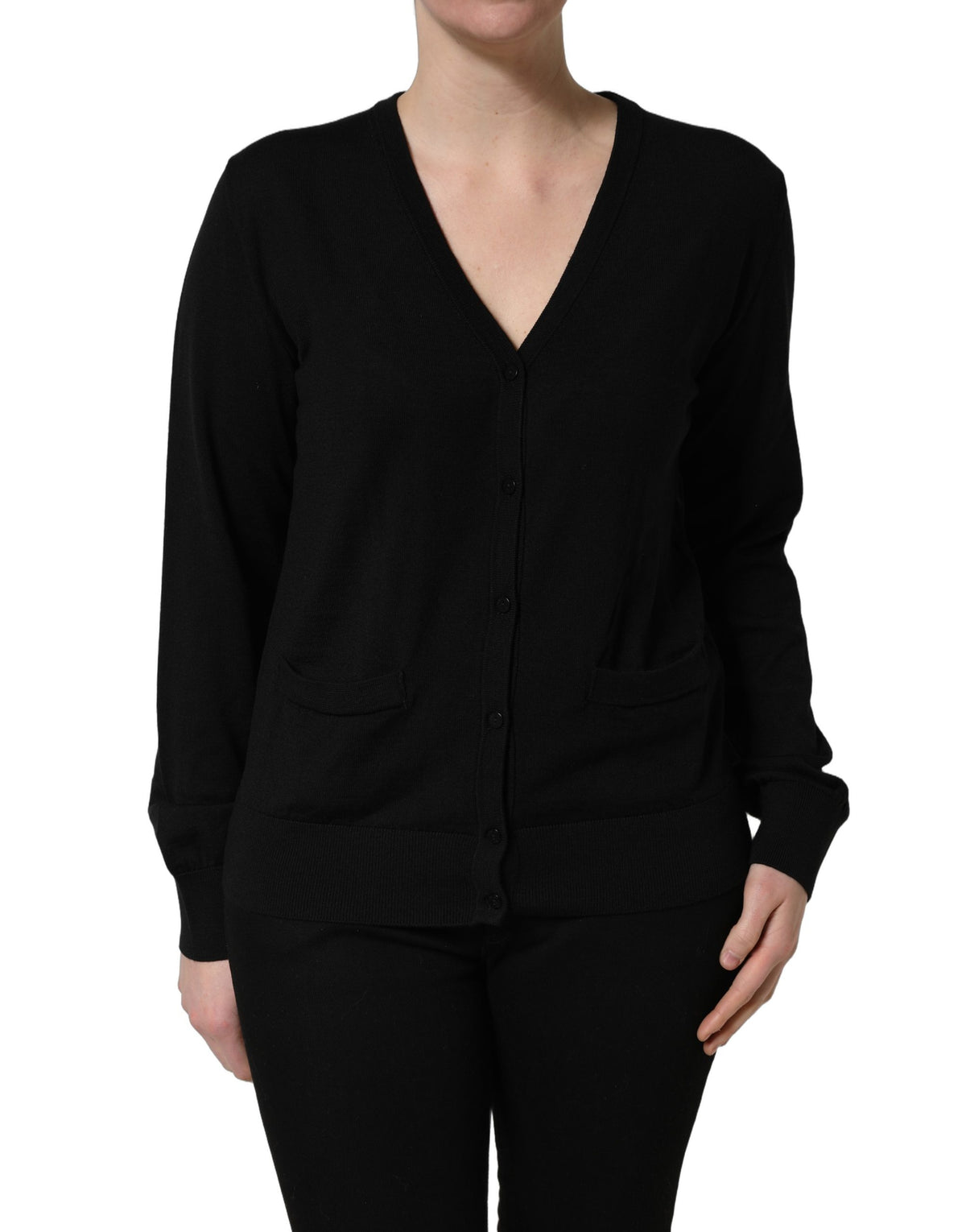 Dolce & Gabbana Black Wool Knit Button Cardigan Sweater - Eljoys Fashion 