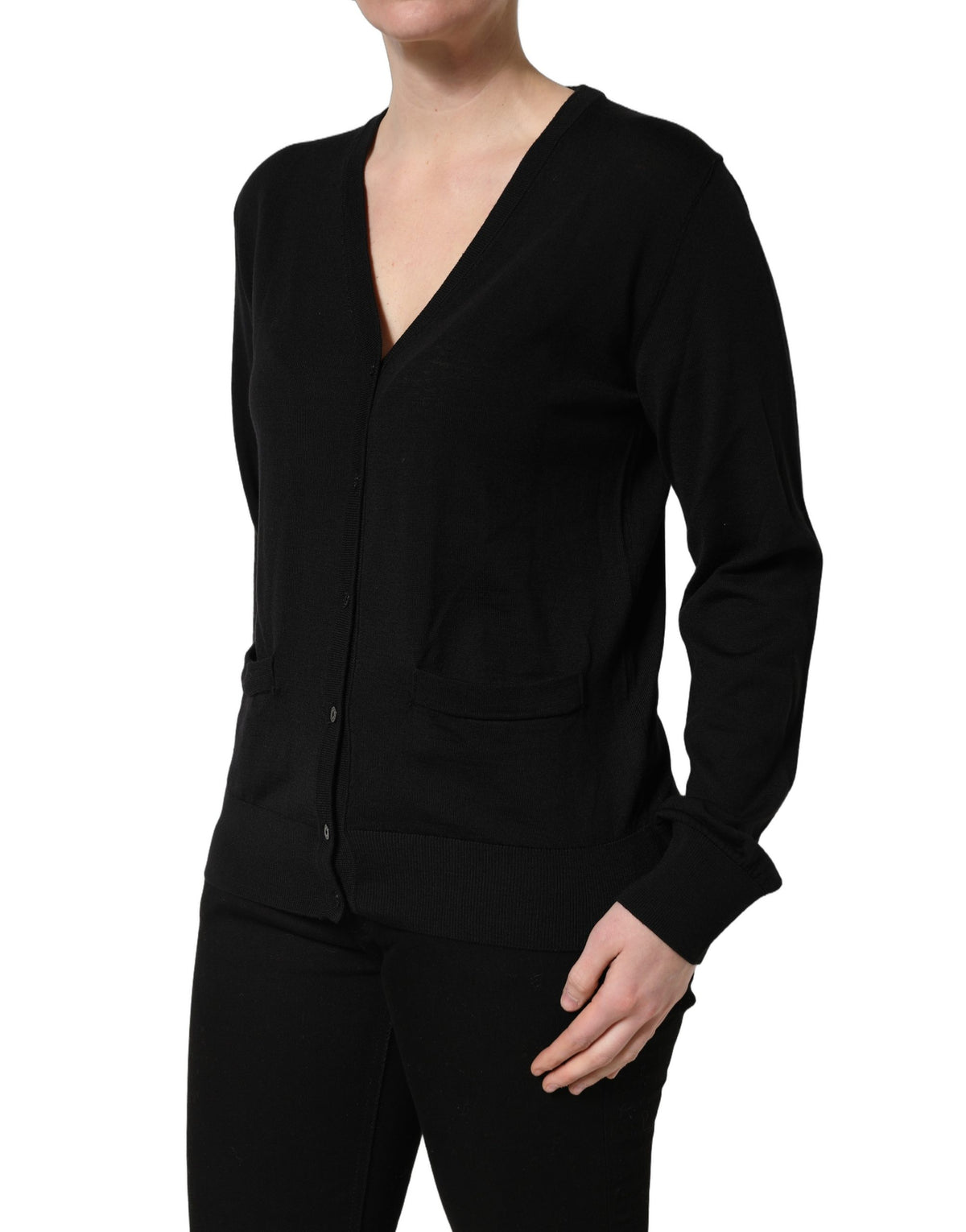Dolce & Gabbana Black Wool Knit Button Cardigan Sweater - Eljoys Fashion 