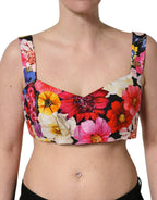 Dolce & Gabbana Multicolor Floral Cropped Bustier Tank Top