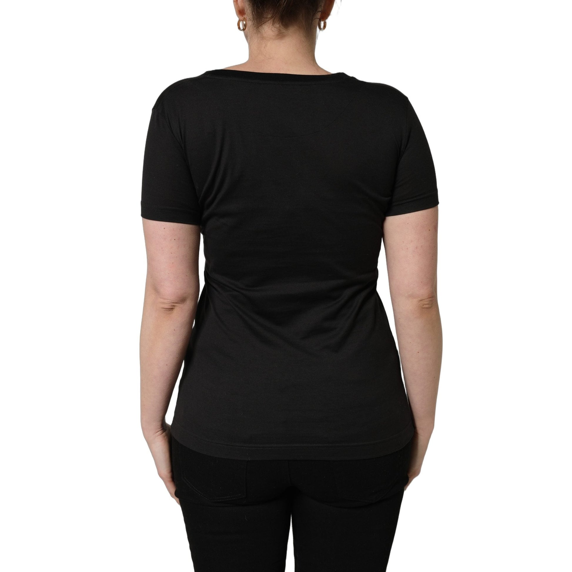 Dolce & Gabbana Black Tropical Print Cotton Round Neck T-Shirt