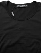 Dolce & Gabbana Black Cotton Round Neck Short Sleeves T-Shirt