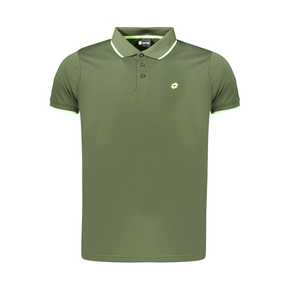 Lotto green men's polyester polo shirt with collar and short sleeves, casual athletic style.