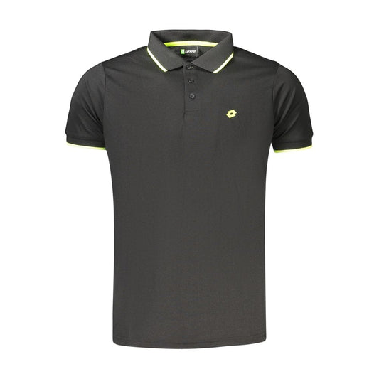 Lotto Black Polyester Men's Polo Shirt Lotto