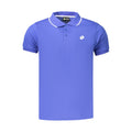 Lotto blue men's polyester polo shirt with collar and short sleeves, designed for casual or athletic wear.