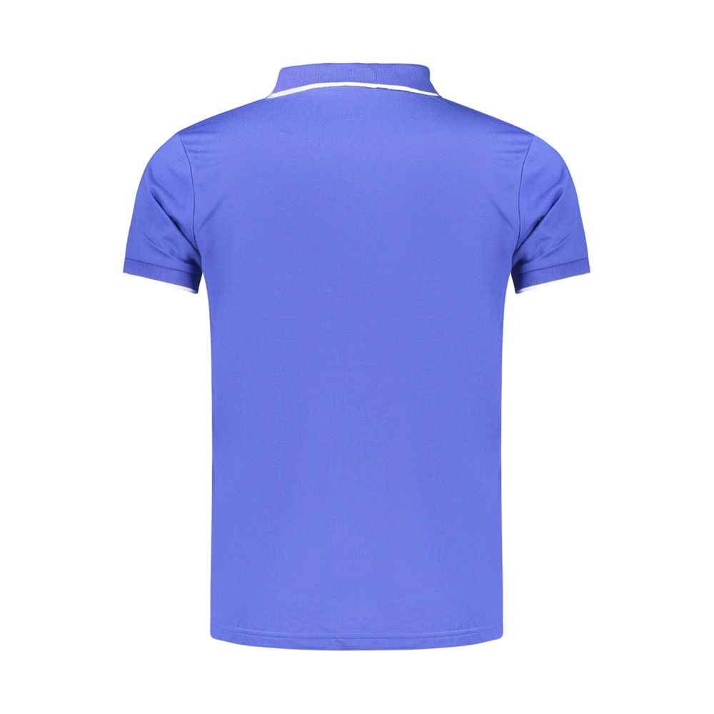 Lotto blue polyester men's polo shirt with collar and short sleeves, casual athletic style.