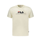 Beige cotton men's T-shirt by Fila, featuring a classic fit and crew neck design, shown on a plain background.