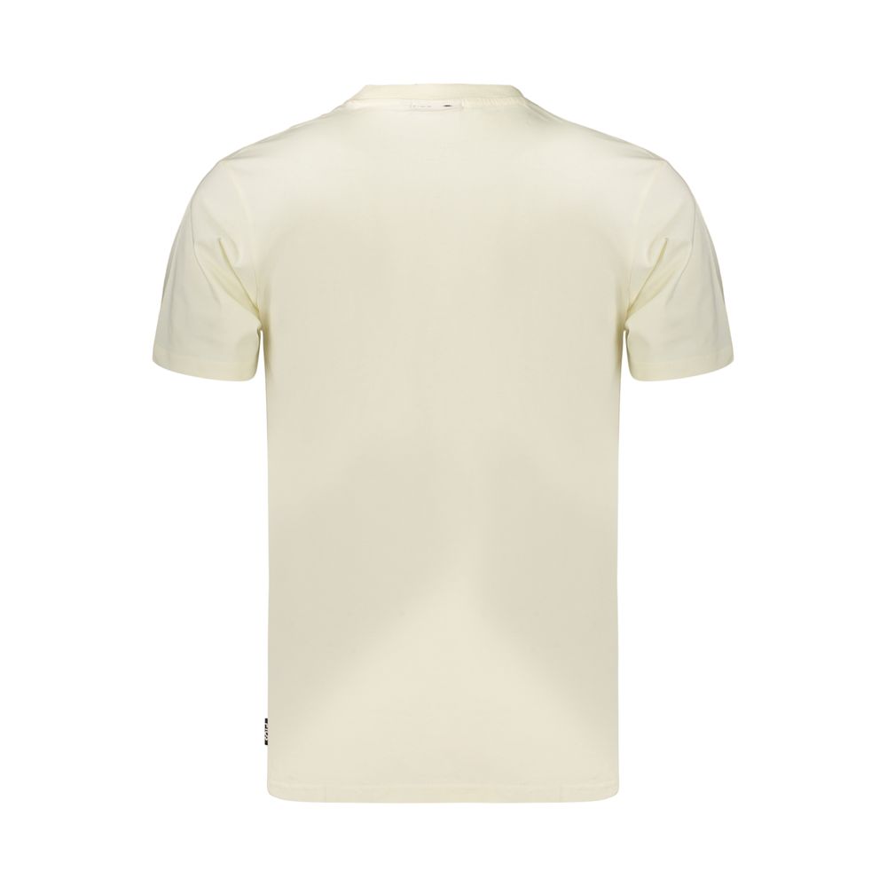 Fila beige cotton men's T-shirt with crew neckline and short sleeves, displayed flat on a white background.