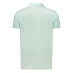 Green cotton men's polo shirt by Fila, featuring a classic collar and short sleeves, displayed flat on a white background.