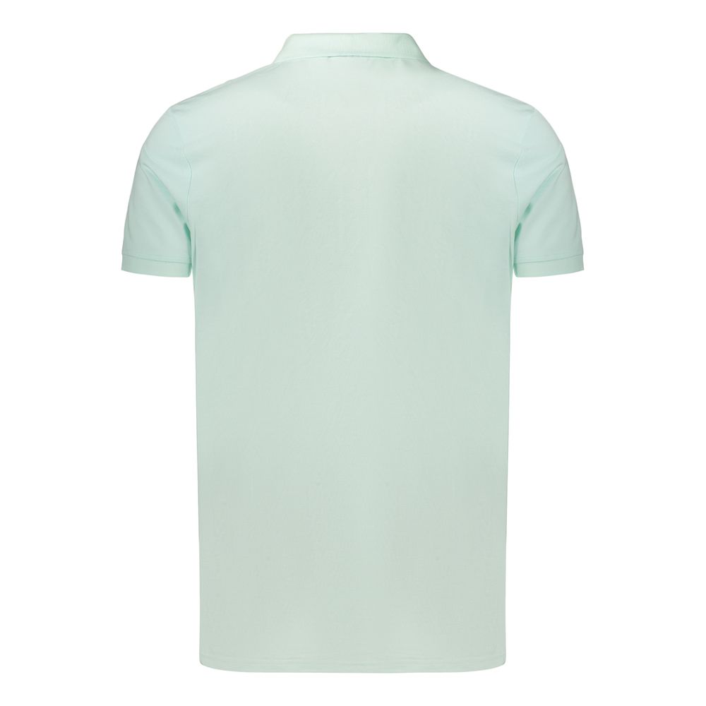 Green cotton men's polo shirt by Fila, featuring a classic collar and short sleeves, displayed flat on a white background.