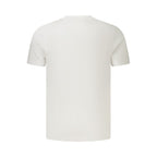 White cotton men's T-shirt by Fila featuring a classic crew neck and short sleeves, displayed flat on a neutral background.
