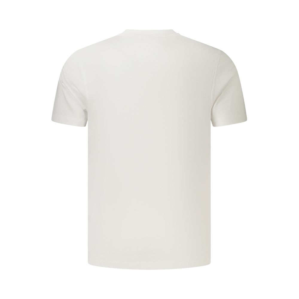 White cotton men's T-shirt by Fila featuring a classic crew neck and short sleeves, displayed flat on a neutral background.