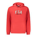 Red cotton men's hoodie by Fila, featuring a casual fit and Fila logo on the front, displayed on a plain background.