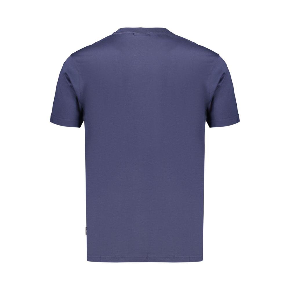 Blue cotton men's T-shirt by Fila, plain front with short sleeves, casual athletic style.