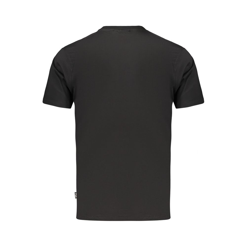 Black Fila men's cotton T-shirt with short sleeves, round neckline, and Fila logo on the chest.