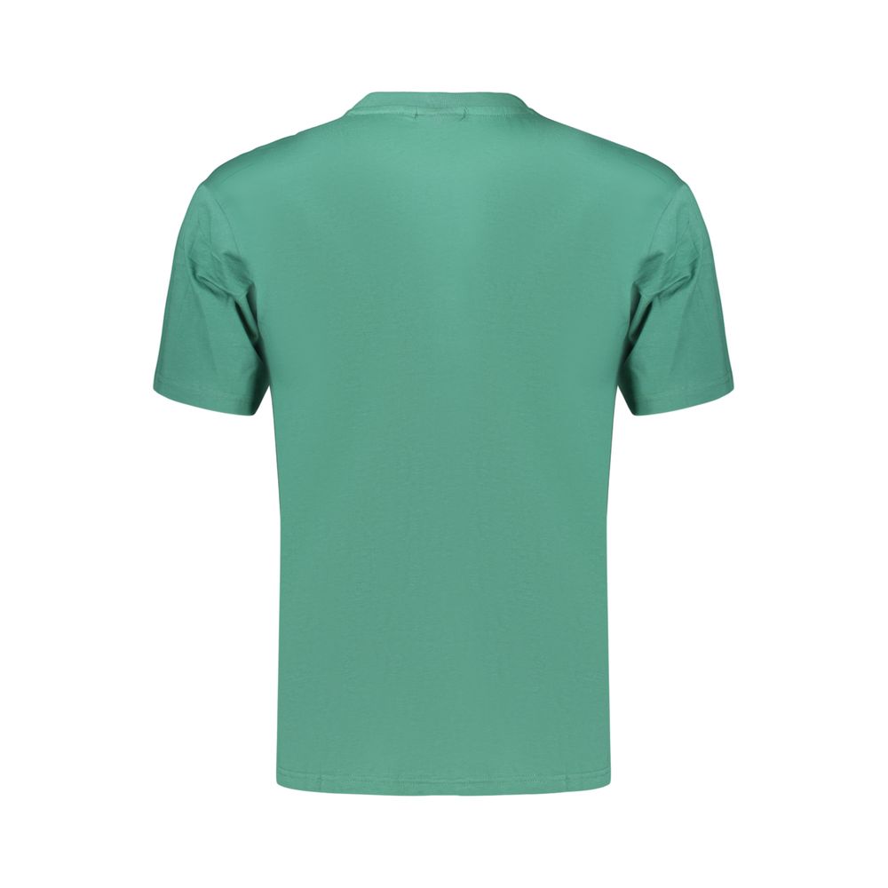 Green cotton men's T-shirt by Fila, with a classic fit and crew neckline, displayed on a plain background.
