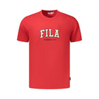 Gray Fila Rosso Cotton men's t-shirt with crew neck and short sleeves, displayed flat on a white background.
