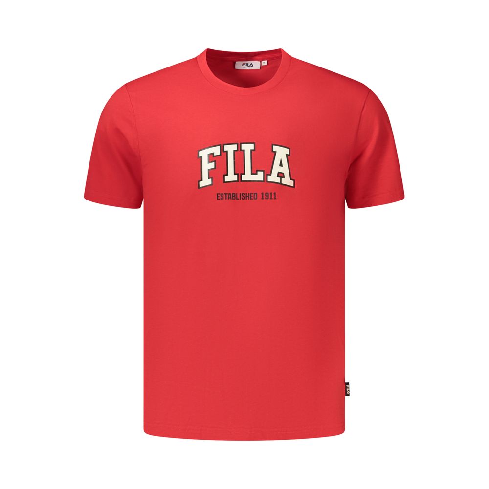 Gray Fila Rosso Cotton men's t-shirt with crew neck and short sleeves, displayed flat on a white background.