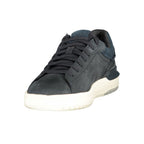 Clarks blue polyester men's sneaker with white sole and laces, casual athletic footwear for everyday wear.