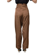 Cavalli Class Brown High Waist Flared Trouser Pants - Eljoys Fashion 