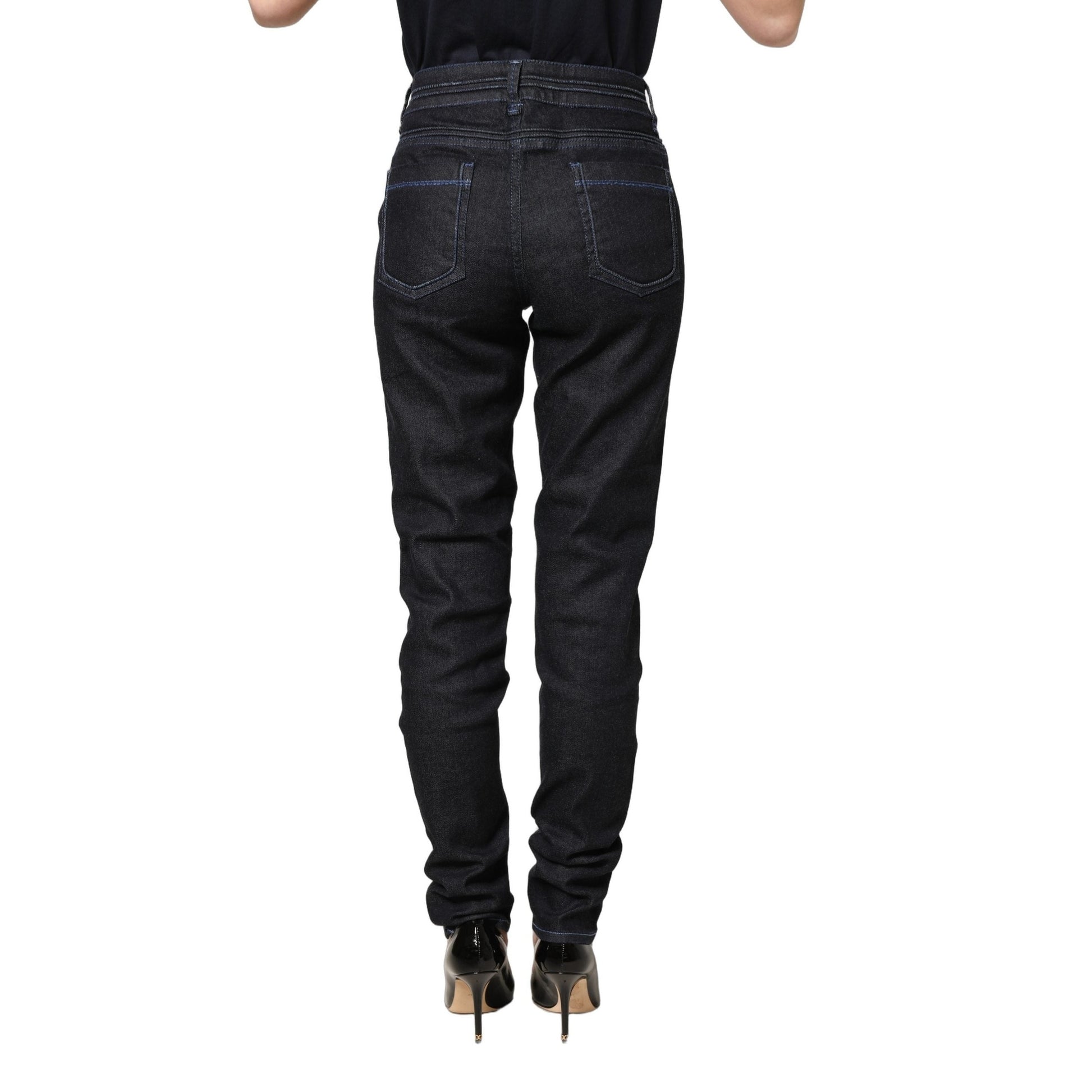 Acht Black Cotton Stretch HighWaist Skinny Denim Trouser Jeans