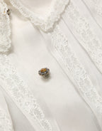 Dolce & Gabbana White Ruffled Sheer Silk Buttoned Blouse Top