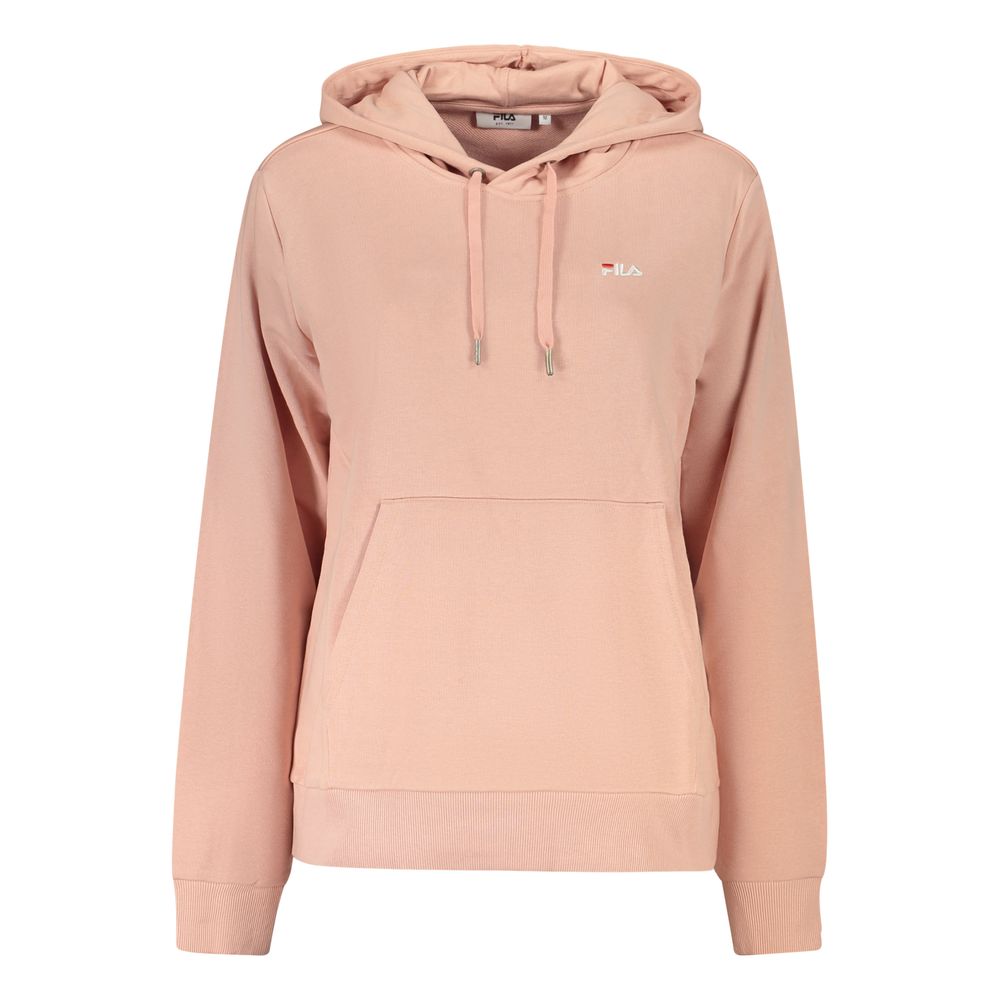 Pink Fila women's cotton hoodie with a relaxed fit and drawstring hood, casual and comfortable for everyday wear.
