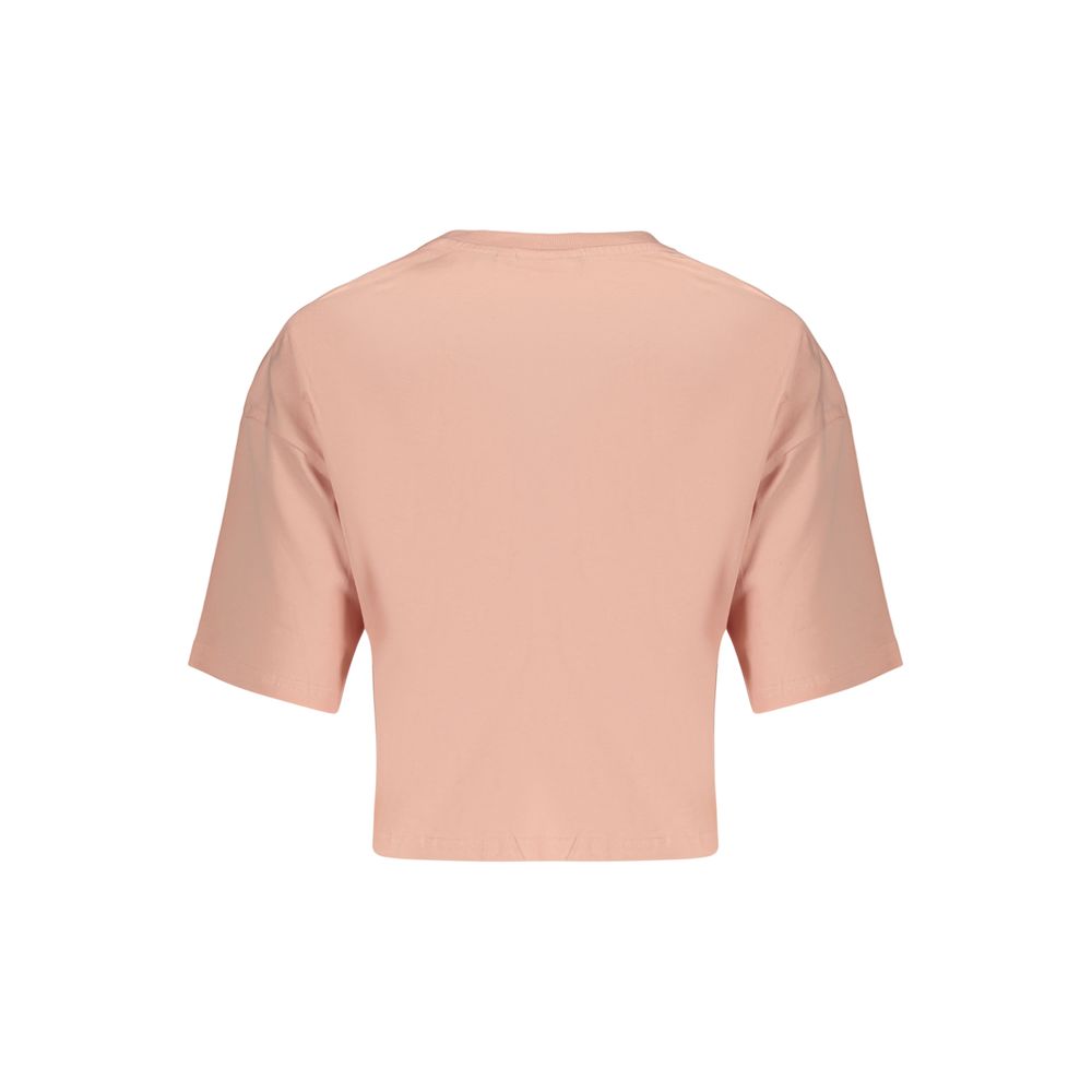 Pink Fila women's cotton T-shirt with short sleeves and crew neck, casual and comfortable for everyday wear.