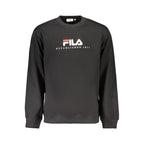 Black Fila men's cotton sweatshirt with a crew neck and logo detail, casual fit, shown on a plain background.