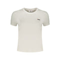 White Fila cotton women's T-shirt with short sleeves and round neckline, casual and comfortable for everyday wear.
