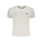 White Fila cotton women's T-shirt with short sleeves and round neckline, casual and comfortable for everyday wear.