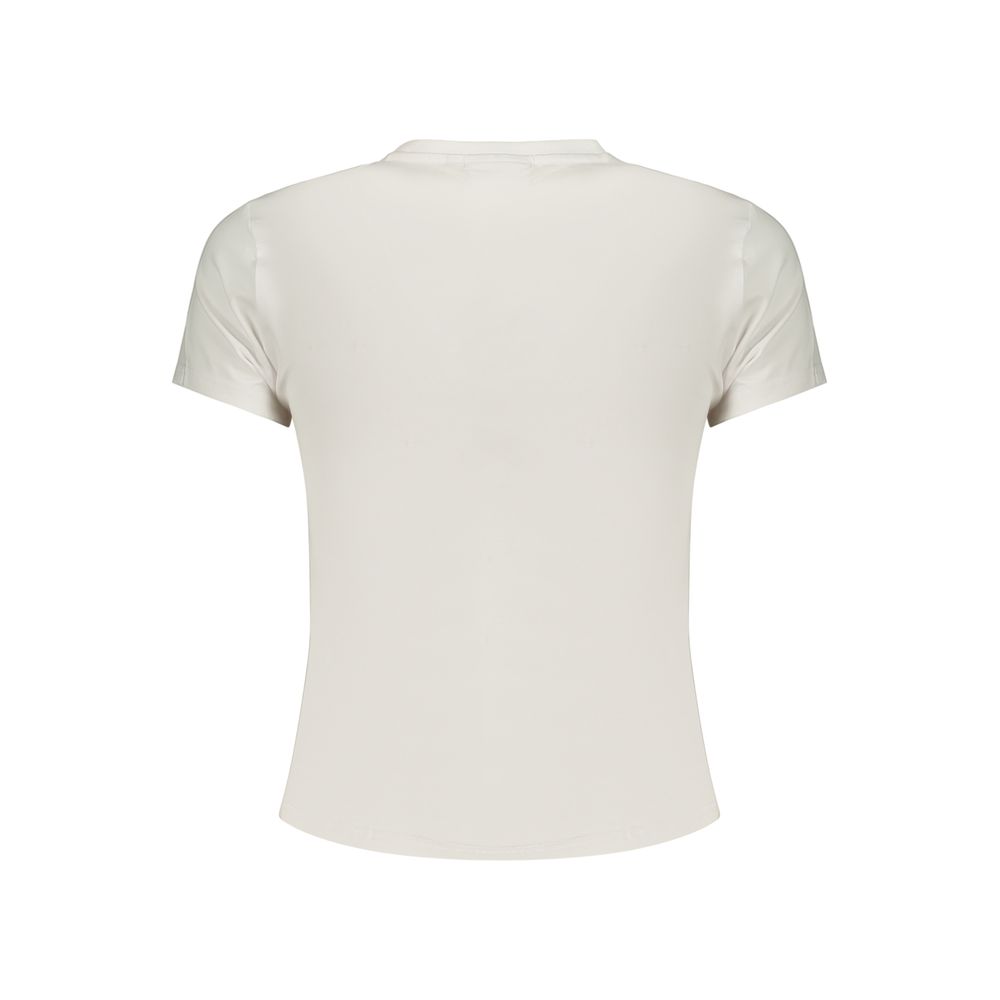 White Fila cotton women's T-shirt with a classic fit and short sleeves, displayed on a plain background.