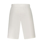 White Fila men's cotton sweatpants with elastic waistband and relaxed fit, designed for comfortable casual wear.
