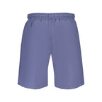 Fila blue polyester men's swimwear shorts with an elastic waistband and sporty design, ideal for beach or pool swimming.