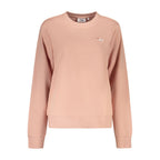 Pink cotton women's sweatshirt by Fila, featuring a relaxed fit and classic logo, displayed on a plain background.