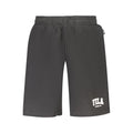 Black Fila men's cotton pants with a relaxed fit and elastic waistband, suitable for casual wear and comfortable style.