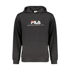 Black Fila men's cotton sweatshirt with crew neck and long sleeves, casual athletic style.