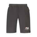 Black cotton men's pants by Fila, featuring a relaxed fit and classic design, shown on a plain background.