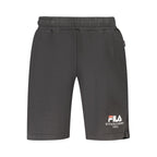 Black cotton men's pants by Fila, featuring a relaxed fit and classic design, shown on a plain background.