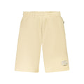 Fila beige cotton men's shorts with an elastic waistband and side pockets, casual summer apparel for men.