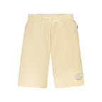 Fila beige cotton men's shorts with an elastic waistband and side pockets, casual summer apparel for men.