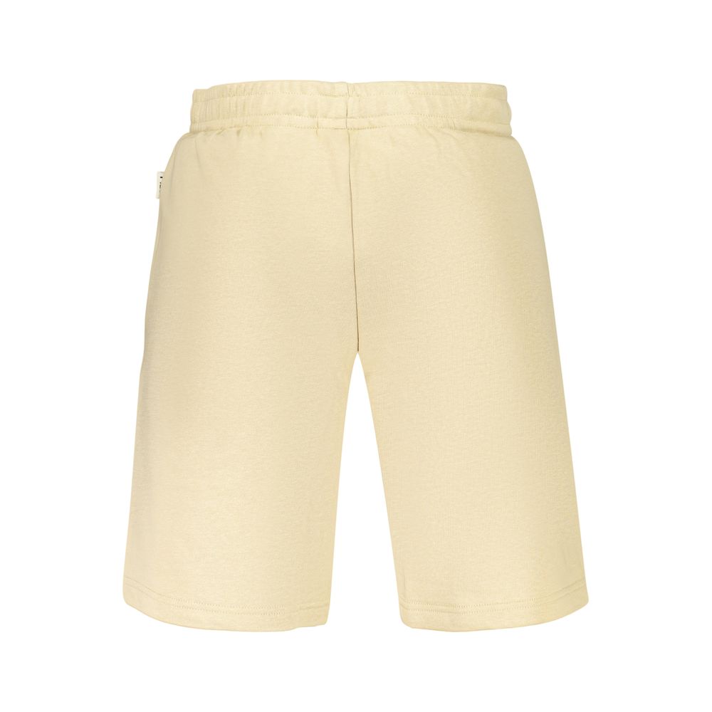 Fila beige cotton men's shorts with a relaxed fit and elastic waistband, shown on a plain background.