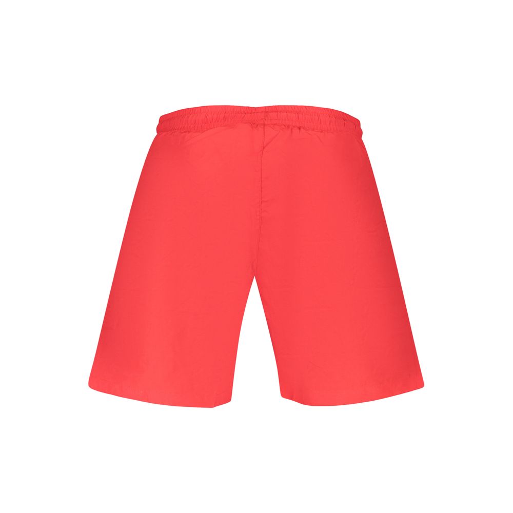 Fila Rosso men's polyester swim shorts with a bold red design and elastic waistband, suitable for swimming and beachwear.