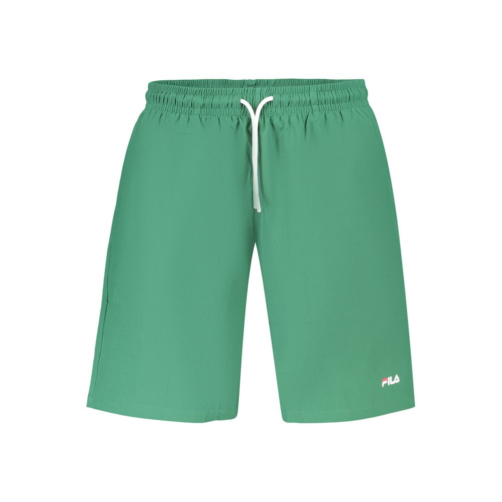 Fila men's green polyester boxer briefs with elastic waistband and comfortable fit, shown in a close-up front view.