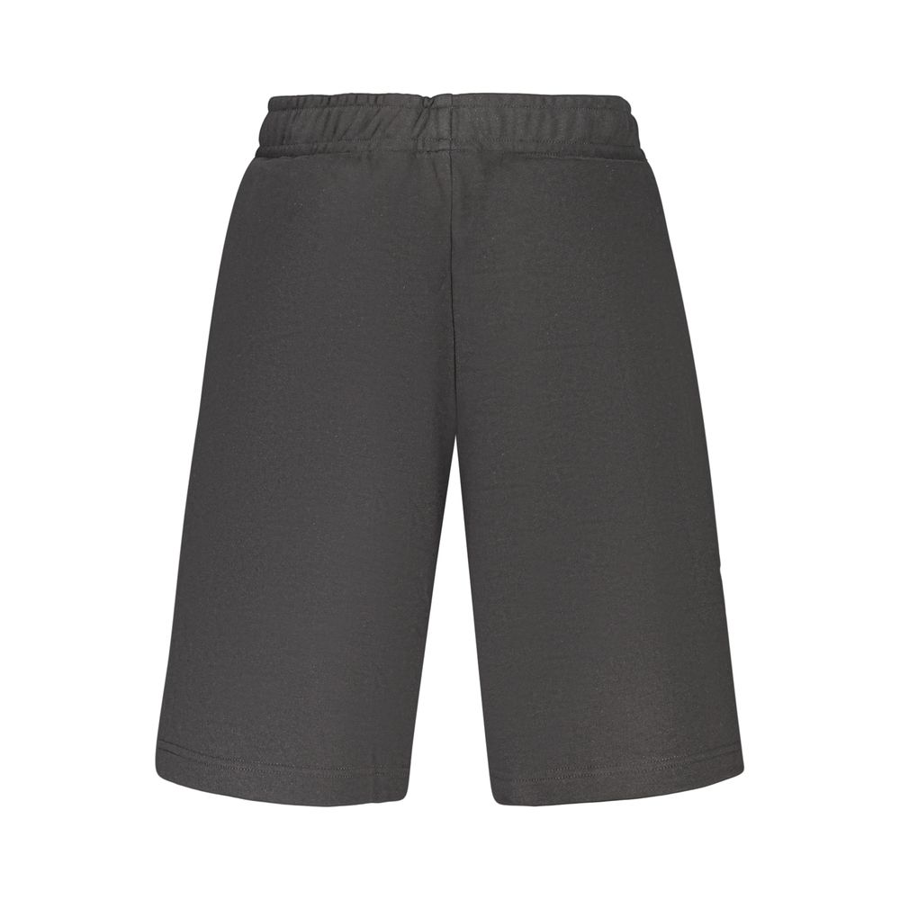 Black cotton men's pants from Fila, featuring a comfortable fit with a classic design and subtle brand logo on the waistband.