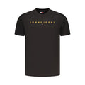 Black cotton men's T-shirt by Tommy Hilfiger featuring a classic fit and logo detail on the front.
