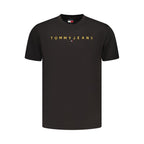 Black cotton men's T-shirt by Tommy Hilfiger featuring a classic fit and logo detail on the front.