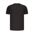 Black cotton men's T-shirt by Tommy Hilfiger, featuring a classic crew neck and subtle brand logo on the chest.