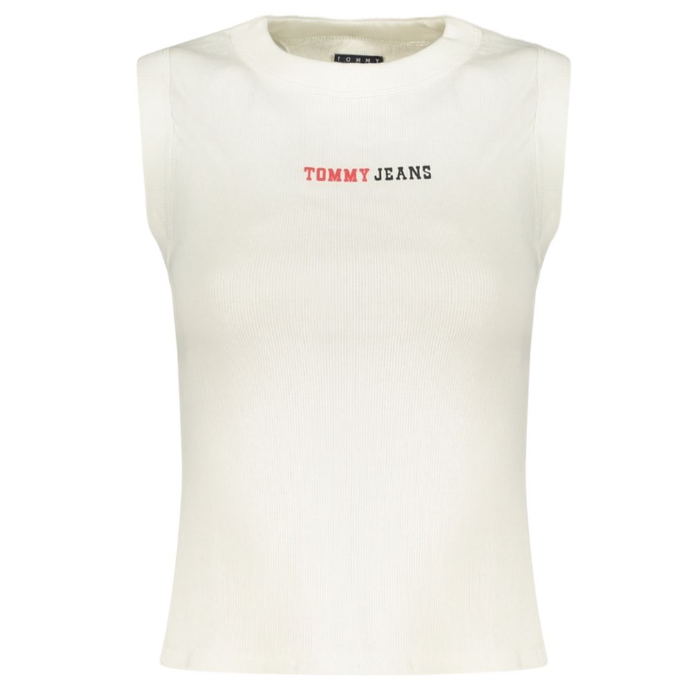 White cotton women's tank top by Tommy Hilfiger, sleeveless design with a classic fit and logo detail.