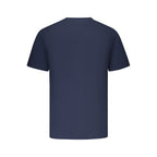 Tommy Hilfiger blue cotton men's T-shirt displayed flat with crew neck and short sleeves.